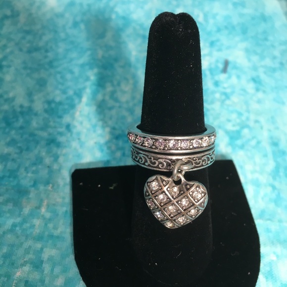 Jewelry - Two Piece Pave’Heart Dangle Ring